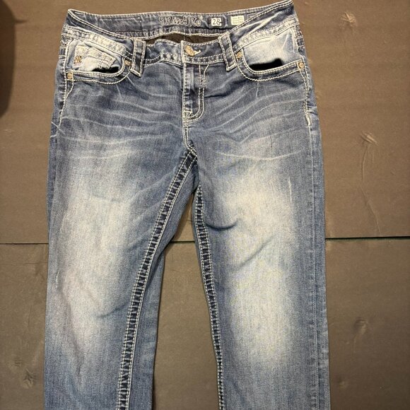 Miss Me Women’s Mid Rise Jeans – Size 28 – Washed Denim - Picture 1 of 6